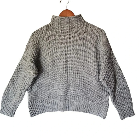 Madewell Cotton Wool Blend Nordstrom Sweater Gray Mock Neck Long Sleeve Large - Picture 3 of 11